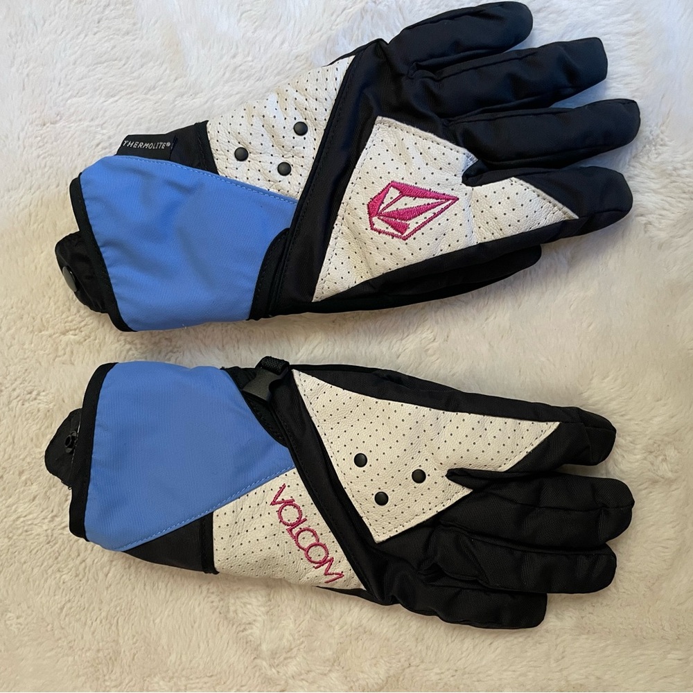 Volcom Black and Light Blue Gloves
